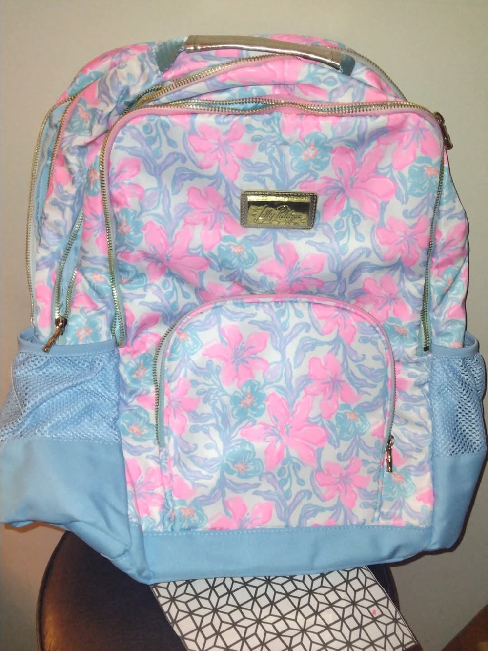 Lilly Pulitzer Pastel Floral Pink & Light Blue Backpack NEW WITH TAGS
